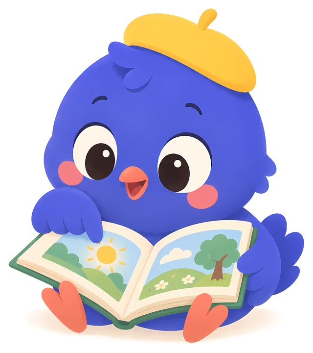 Zazou reading a picture book.